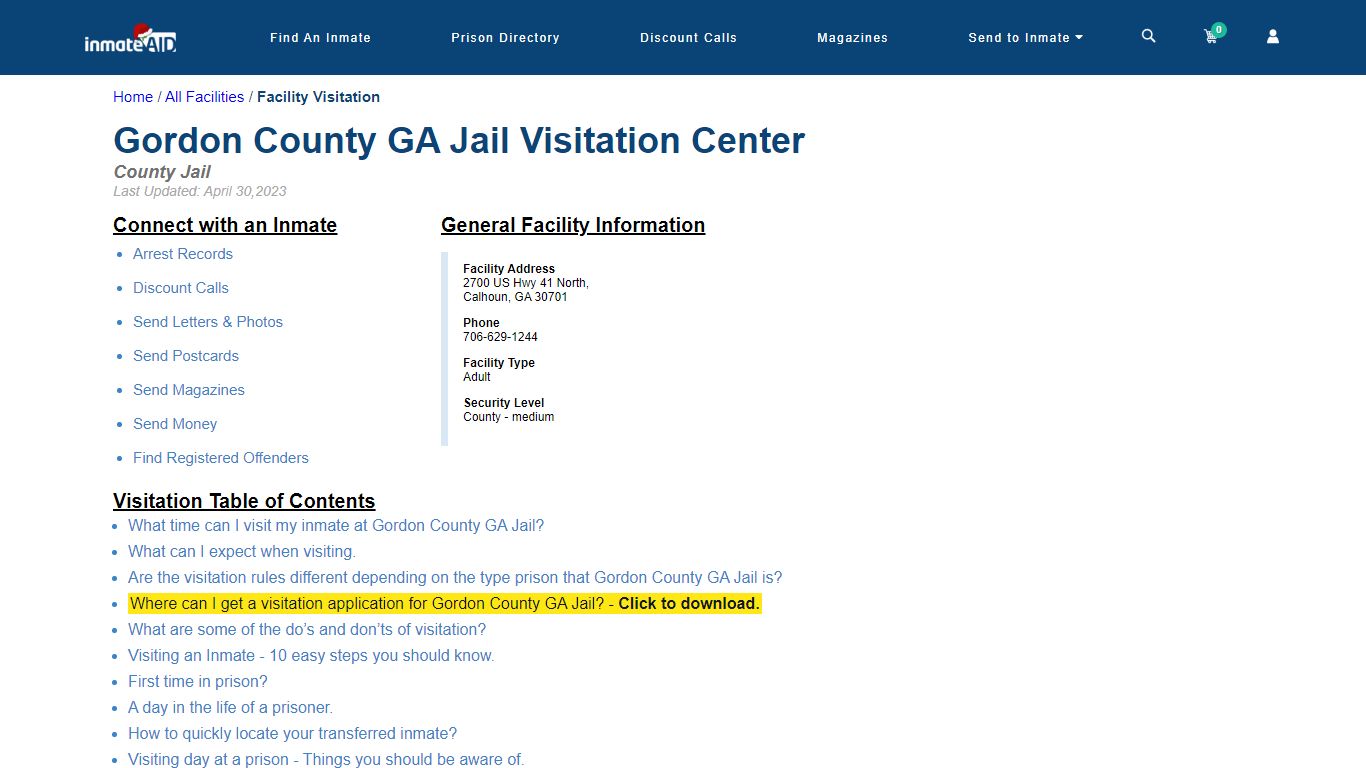 Gordon County GA Jail | Visitation, dress code & visiting hours - InmateAid