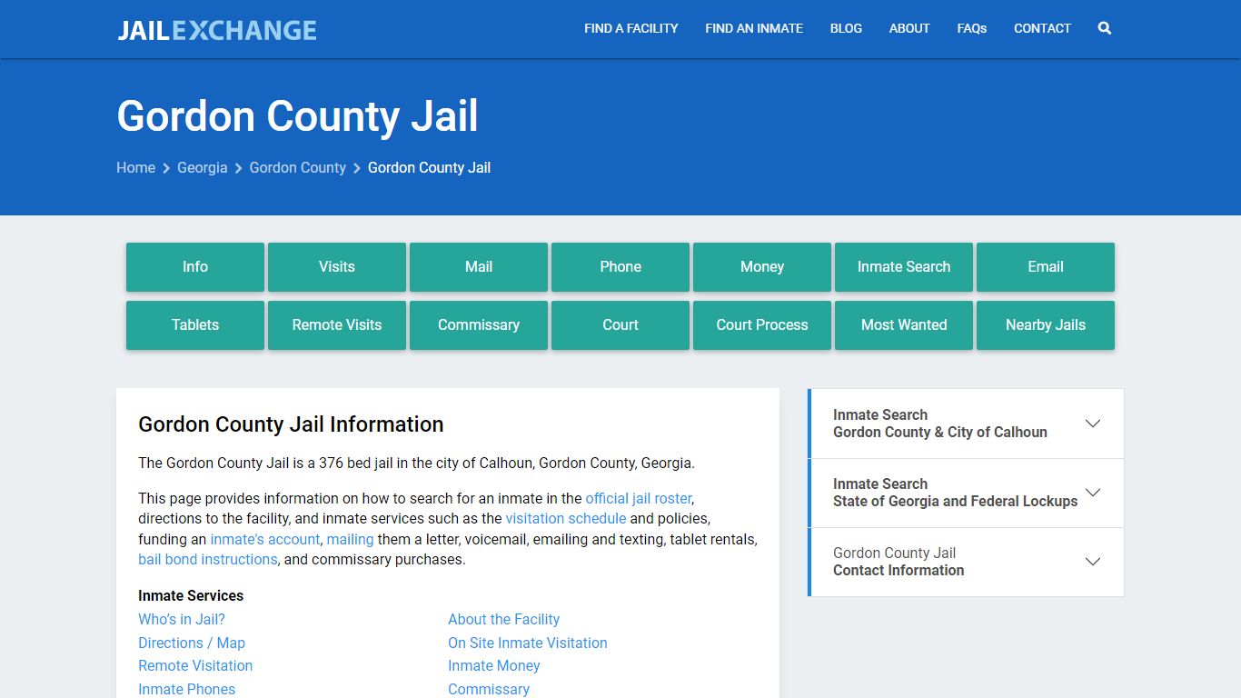 Gordon County Jail, GA Inmate Search, Information